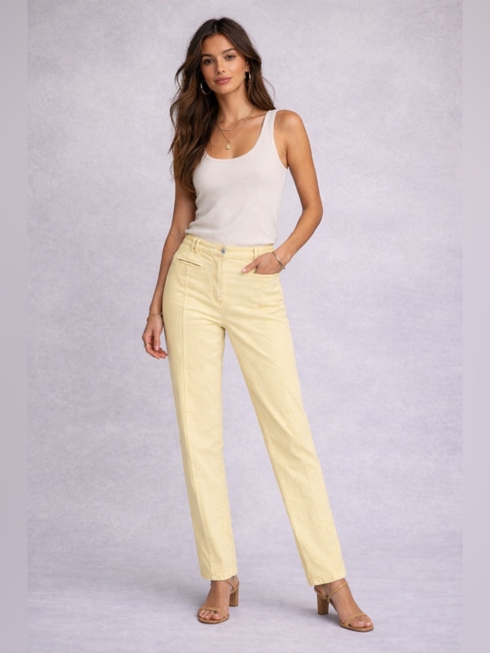 Maeve by Anthropologie light Mustard Yellow Straight Leg Pants Size 32